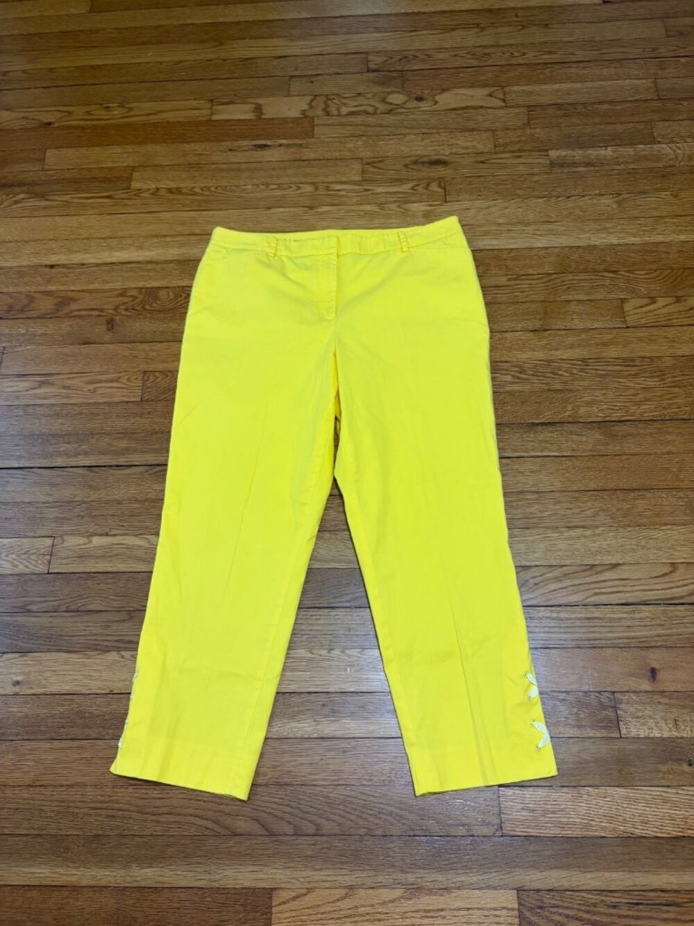 Talbots Womens Perfect Crop Pants Sz 12 Yellow Cropped Stretch Cotton Twill
